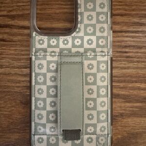 Walli Floral Pattern Phone Case with Stand - Green iPhone 15 Pro Max